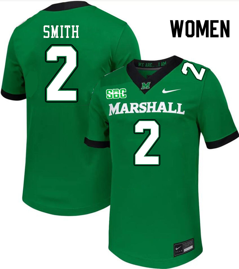 Women #2 Daytione Smith Marshall Thundering Herd SBC Conference College Football Jerseys Stitched-Gr